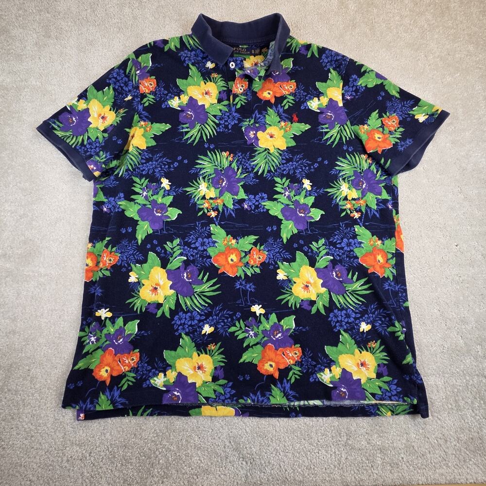 Polo Ralph Lauren Polo Shirt Mens XL Navy Floral Classic Fit AOP